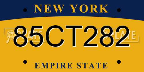 85CT282 New York License Plate