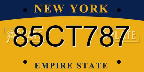 85CT787 New York License Plate