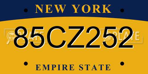 85CZ252 New York License Plate