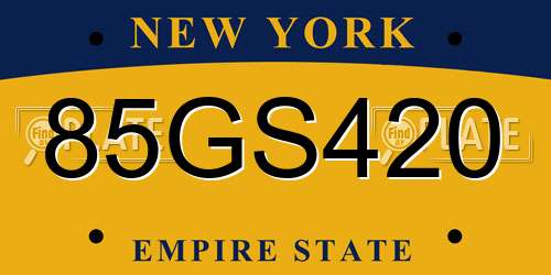 85GS420 New York License Plate