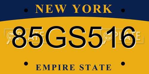 85GS516 New York License Plate