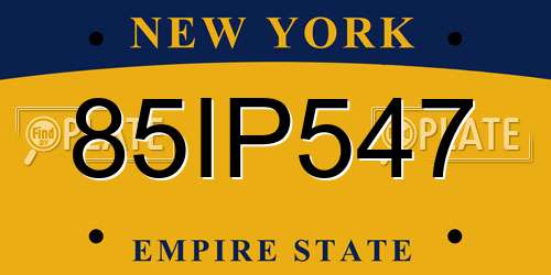 85IP547 New York License Plate