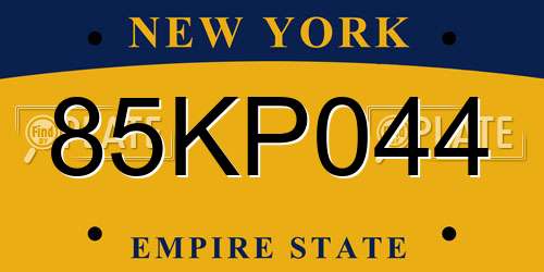 85KP044 New York License Plate