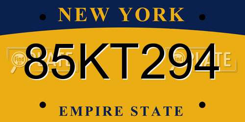 85KT294 New York License Plate