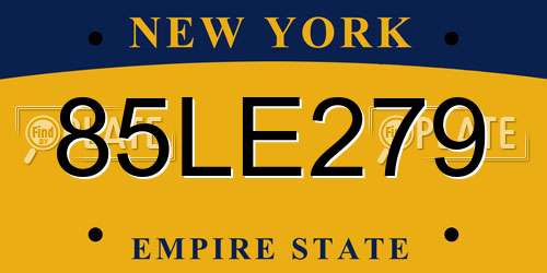 85LE279 New York License Plate