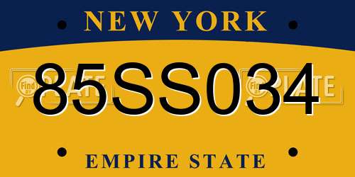 85SS034 New York License Plate