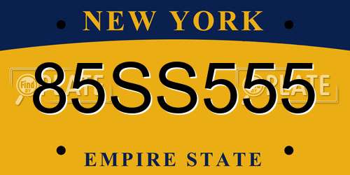 85SS555 New York License Plate