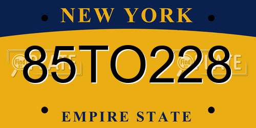 85TO228 New York License Plate