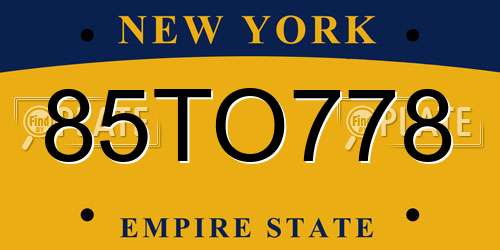 85TO778 New York License Plate