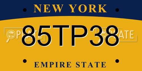 85TP38 New York License Plate