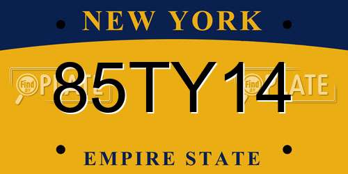 85TY14 New York License Plate