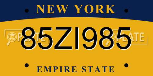 85ZI985 New York License Plate