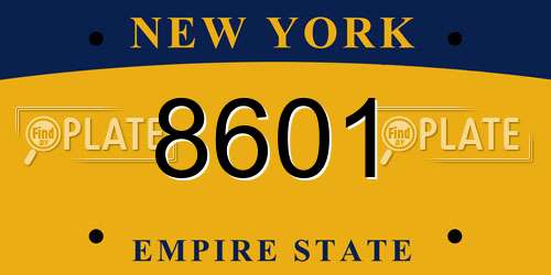 8601 New York License Plate