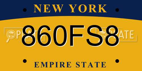 860FS8 New York License Plate