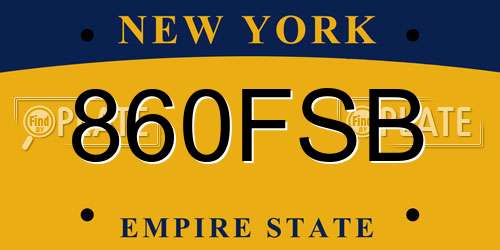 860FSB New York License Plate