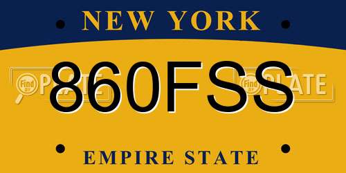 860FSS New York License Plate