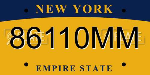 86110MM New York License Plate