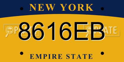 8616EB New York License Plate