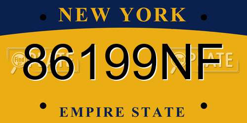 86199NF New York License Plate