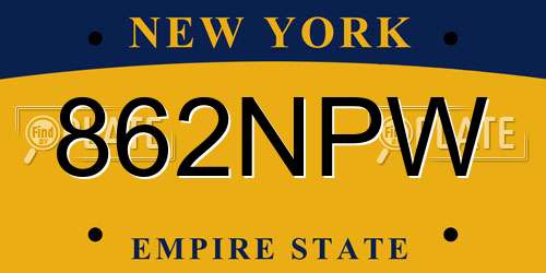 862NPW New York License Plate