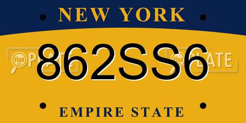 862SS6 New York License Plate