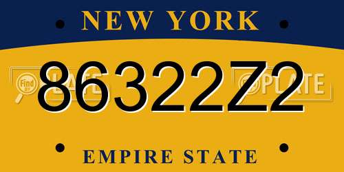 86322Z2 New York License Plate