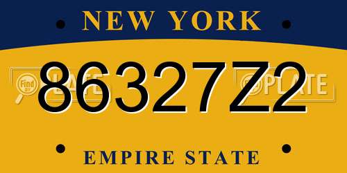 86327Z2 New York License Plate
