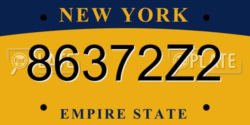 86372Z2 New York License Plate