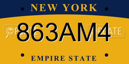 863AM4 New York License Plate