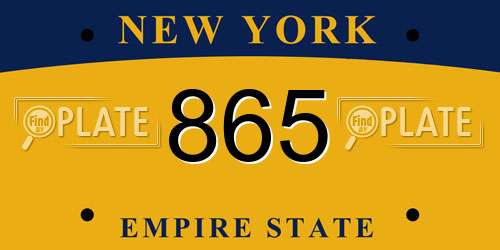 865 New York License Plate