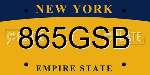 865GSB New York License Plate