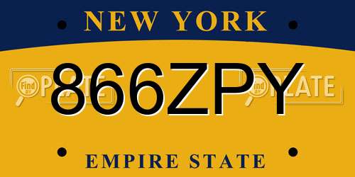 866ZPY New York License Plate