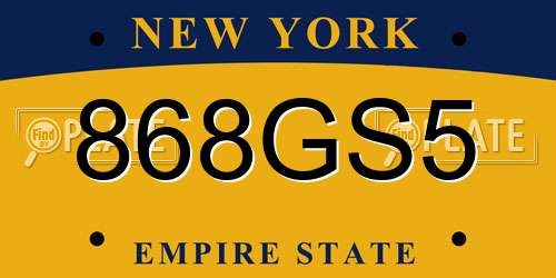 868GS5 New York License Plate