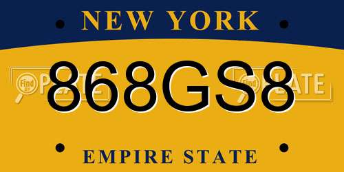 868GS8 New York License Plate