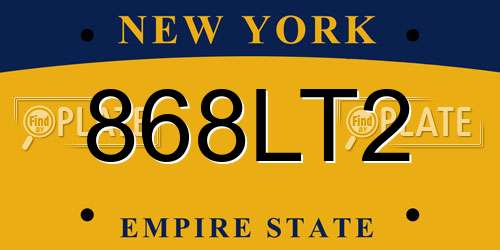 868LT2 New York License Plate