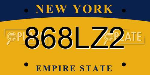 868LZ2 New York License Plate