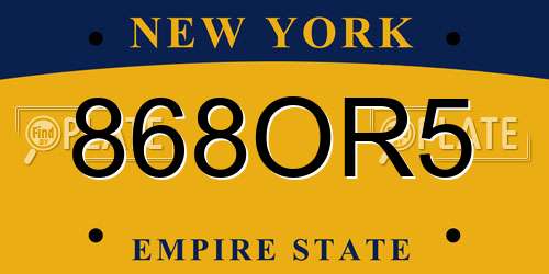 868OR5 New York License Plate