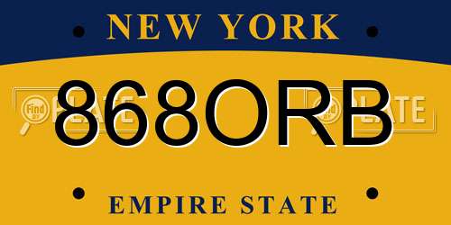 868ORB New York License Plate
