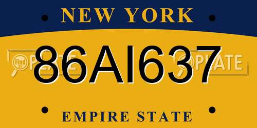 86AI637 New York License Plate