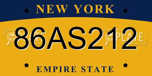86AS212 New York License Plate
