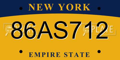 86AS712 New York License Plate