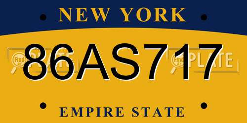 86AS717 New York License Plate