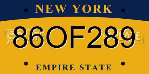 86OF289 New York License Plate