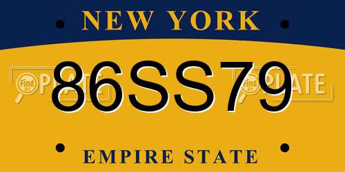 86SS79 New York License Plate