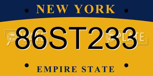 86ST233 New York License Plate