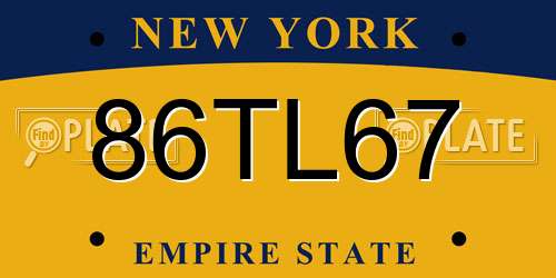 86TL67 New York License Plate