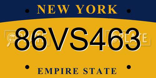 86VS463 New York License Plate