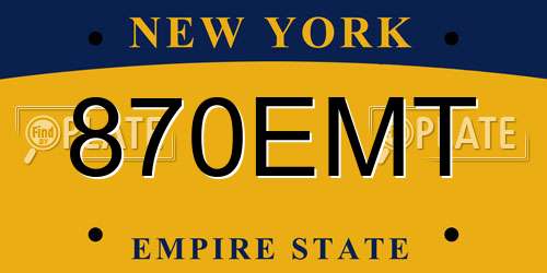870EMT New York License Plate