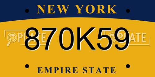 870K59 New York License Plate