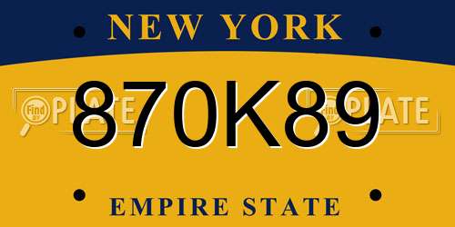 870K89 New York License Plate